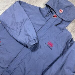 Vintage Y2K ECKO UNLTD Mens Pullover Hoodie Blue Full Zip Fleece Jacket  XL